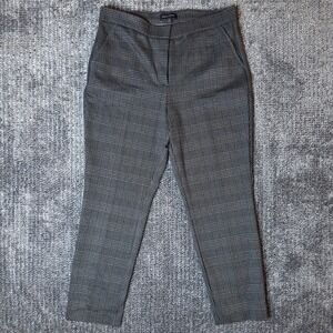 Banana Republic Sloan Slim Ankle Pants Womens 14 Black White Glen Plaid NWT